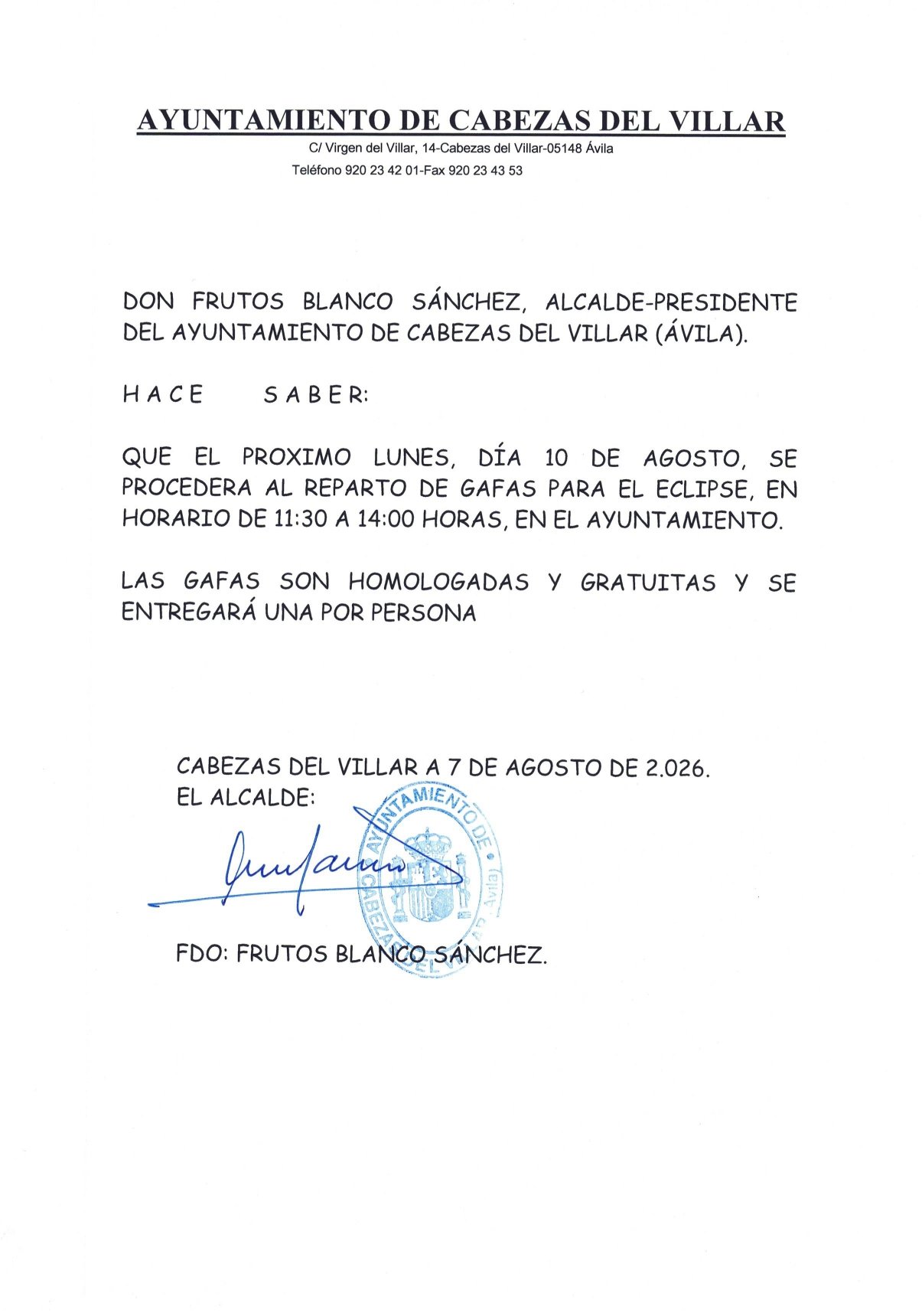 Reparto Gafas Eclipse